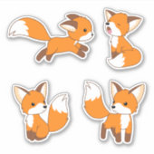 Schattige Little Fox, Set van 4 Sticker (Voorkant)