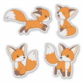 Schattige Little Fox, Set van 4 Sticker (Voorkant)