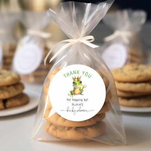 Schattige Little Frog Prince Baby shower Ronde Sticker