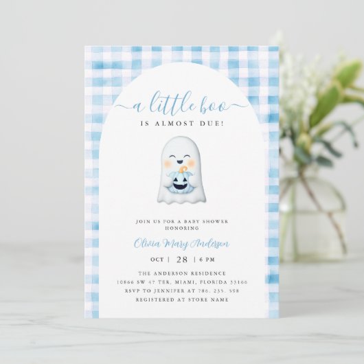 Schattige Little Ghost Halloween Baby shower Kaart (Staand voorkant)
