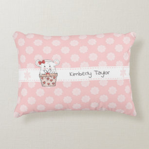 Schattige Little Girl Hamster Roze Accent Kussen