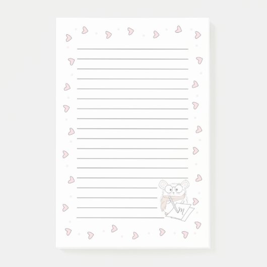 Schattige Little Hamster Hearts Monogram Post-it® Notes (Voorkant)