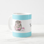 Schattige Little Hedgehog Blue White Koffiemok (Voorkant links)