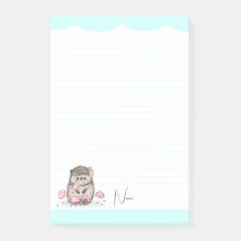 Schattige Little Hedgehog Custom Blue Post-it® Notes