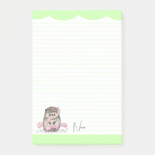 Schattige Little Hedgehog Custom Green Post-it® Notes