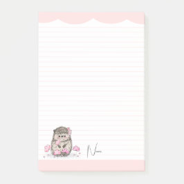 Schattige Little Hedgehog Custom Pink Post-it® Notes