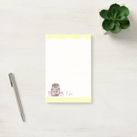Schattige Little Hedgehog Custom Yellow Post-it® Notes (Kantoor)