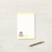Schattige Little Hedgehog Custom Yellow Post-it® Notes (Op bureau)