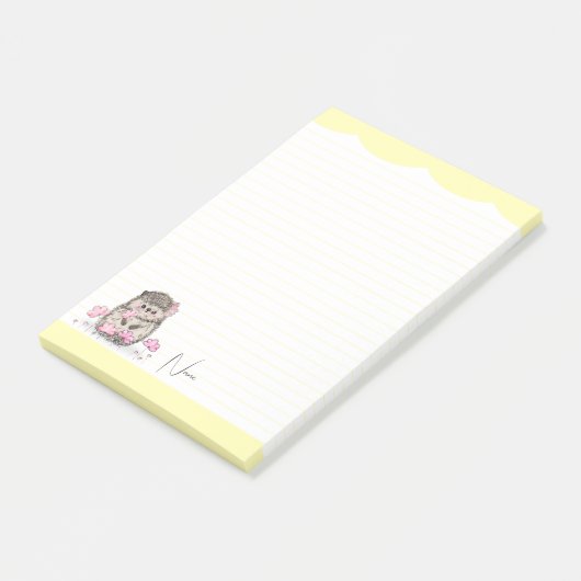 Schattige Little Hedgehog Custom Yellow Post-it® Notes (Schuin)