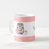 Schattige Little Hedgehog Pink White Koffiemok (Voorkant links)