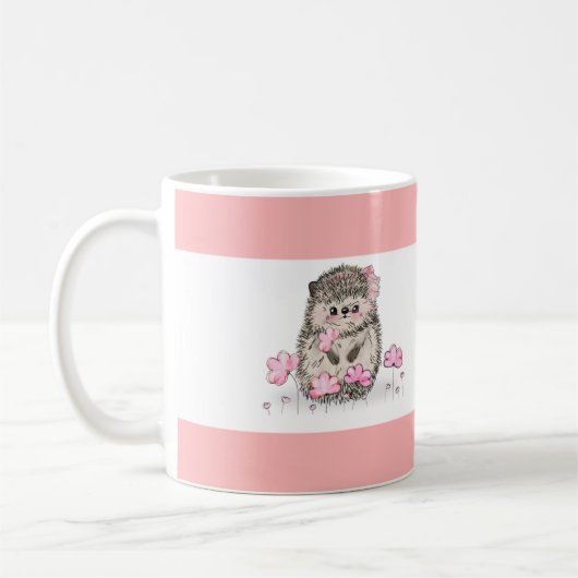 Schattige Little Hedgehog Pink White Koffiemok (Links)