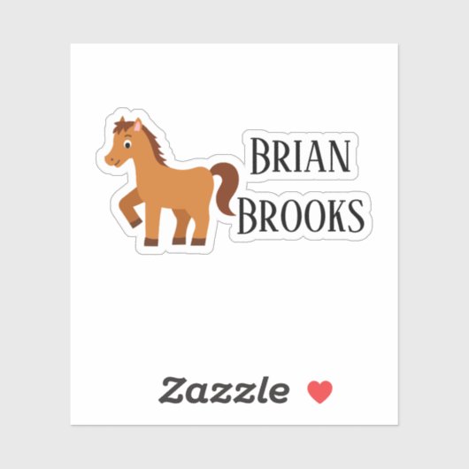 Schattige Little Horse Custom Name Sticker (Vel)