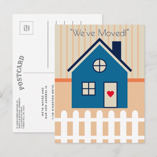 Schattige Little House New Home Verhuisaankondigin Aankondigingskaart (Voorkant / Achterkant)