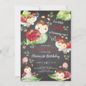 Schattige Little Lady Ladybug 1st Birthday Invitat Kaart (Voorkant)