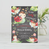 Schattige Little Lady Ladybug 1st Birthday Invitat Kaart (Staand voorkant)