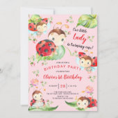 Schattige Little Lady Ladybug 1st Birthday Invitat Kaart (Voorkant)