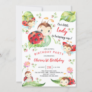 Schattige Little Lady Ladybug 1st Birthday Kaart
