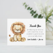 Schattige Little Lion Baby shower Bedankkaart (Staand voorkant)