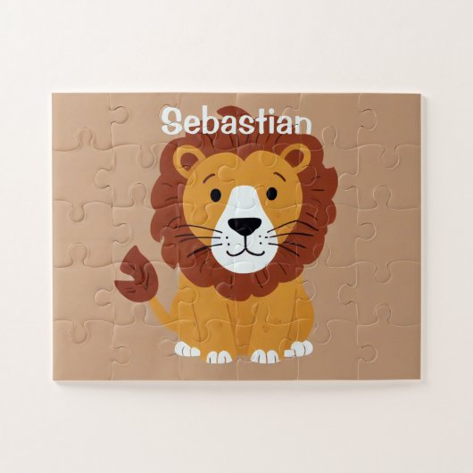Schattige Little Lion gepersonaliseerde Kinder Legpuzzel (Horizontaal)