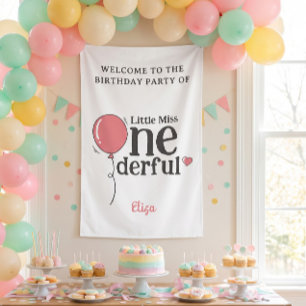 Schattige Little Miss Onederful Feest Verwelkoming Spandoek