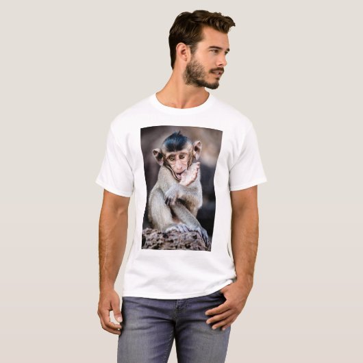 Schattige Little Monkey – speels en Schattig desig T-shirt (Voorkant volledig)