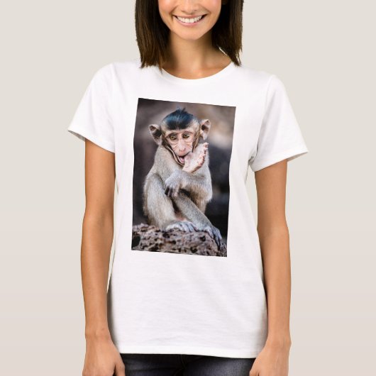Schattige Little Monkey – speels en Schattig desig T-shirt (Voorkant)