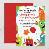 SCHATTIGE Little Monster Bash verjaardagsfeestje Kaart (Voorkant / Achterkant)