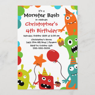 SCHATTIGE Little Monster Bash verjaardagsfeestje Kaart