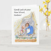 Schattige Little Mouse Succes Nieuwe School Godson Kaart (Gele Bloem)