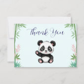 Schattige Little Panda Greenery Baby shower Bedankkaart (Voorkant)