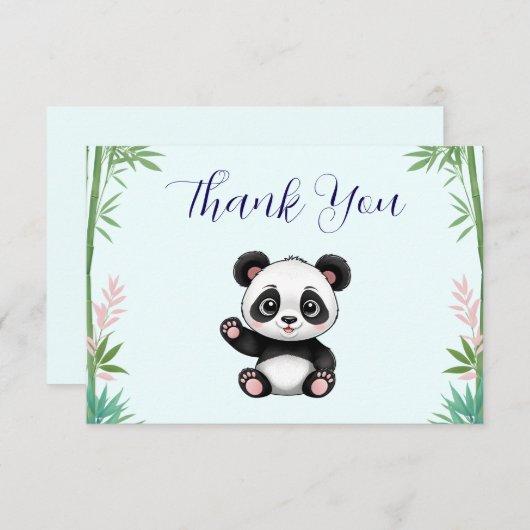 Schattige Little Panda Greenery Baby shower Bedankkaart (Voorkant / Achterkant)