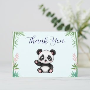 Schattige Little Panda Greenery Baby shower Bedankkaart