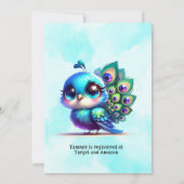 Schattige Little Peacock Baby shower Kaart (Achterkant)