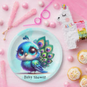 Schattige Little Peacock Baby shower Papieren Bordje (Feest)