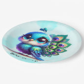 Schattige Little Peacock Baby shower Papieren Bordje (Gekanteld)