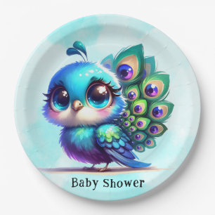 Schattige Little Peacock Baby shower Papieren Bordje
