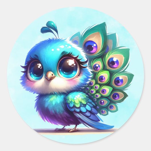 Schattige Little Peacock Baby shower Ronde Sticker (Voorkant)
