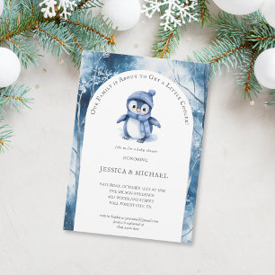 Schattige Little Penguin Winter Woodland Baby show Kaart