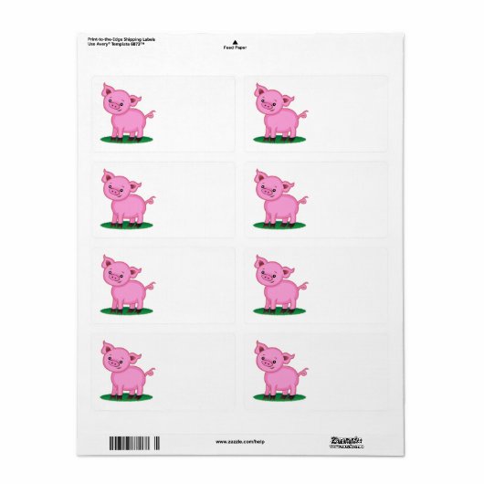 Schattige Little Pig Label (Full Sheet)