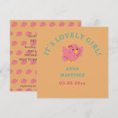Schattige Little Pink Bird Theme Girl Baby shower Kaart (Voorkant / Achterkant)