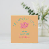 Schattige Little Pink Bird Theme Girl Baby shower Kaart (Staand voorkant)