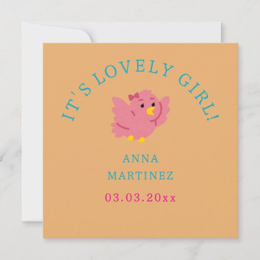 Schattige Little Pink Bird Theme Girl Baby shower Kaart (Voorkant)