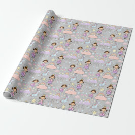 Schattige Little Princess Roze Naadloos Patroon Cadeaupapier