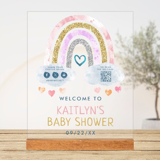 Schattige Little Rainbow Baby shower Welkom Acryl Bord