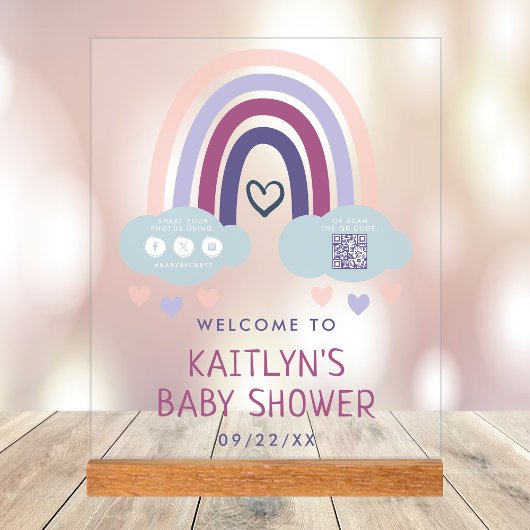 Schattige Little Rainbow Baby shower Welkom Acryl Bord