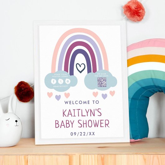 Schattige Little Rainbow Baby shower Welkom Poster