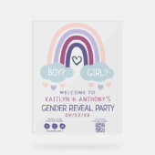 Schattige Little Rainbow Gender Reveal Party Welko Acryl Bord (Voorkant)