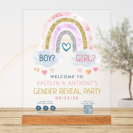 Schattige Little Rainbow Gender Reveal Party Welko Acryl Bord