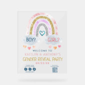 Schattige Little Rainbow Gender Reveal Party Welko Acryl Bord (Voorkant)