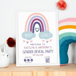 Schattige Little Rainbow Gender Reveal Party Welko Poster